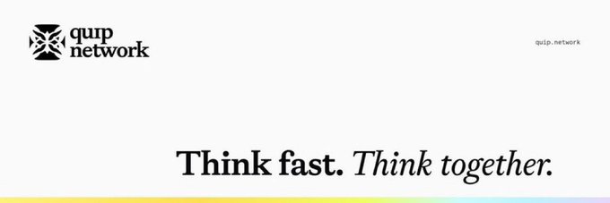 Quip Network logo with the tagline 'Think fast. Think together.' displayed against a white background.