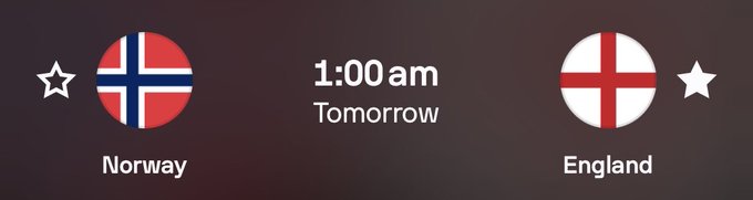 A graphic shows a football match between Norway and England at 1:00am tomorrow, with star icons beside each team—likely representing the "score prediction" challenge mentioned in the post offering 2 SOL to whoever correctly predicts the result.