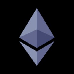 The image displays the Ethereum logo, a stylized diamond-like geometric shape in shades of purple and blue against a black background. It visually represents the Ethereum blockchain platform mentioned in the post about BlackRock launching a tokenized money-market fund on the network.