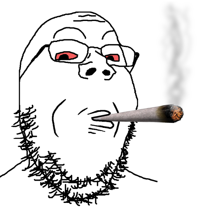 The image features a cartoon depiction of an older man with glasses, smoking a cigarette. The caption below the image reads "possibly too soon", suggesting that someone might be judging or criticizing the man's actions based on his appearance.