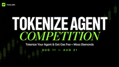 A black promotional banner with green and white text reading 'TOKENIZE AGENT COMPETITION' with dates 'AUG 11 - AUG 21'.