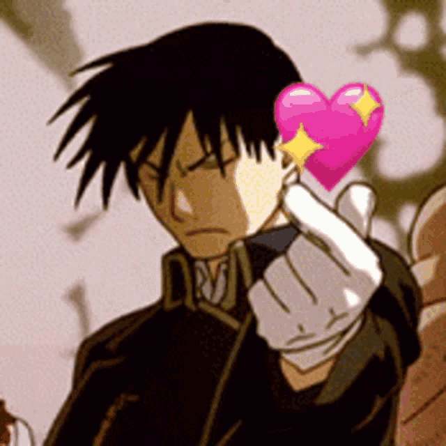 An anime character in a black coat points forward with a gloved hand, accompanied by a sparkling pink heart emoji, mirroring the post's confident declaration of trusting one's own conviction and embracing a high-stakes gamble.