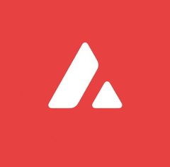A red square logo featuring a stylized white 'A' composed of two triangular shapes, resembling the Avalanche (AVAX) cryptocurrency logo.