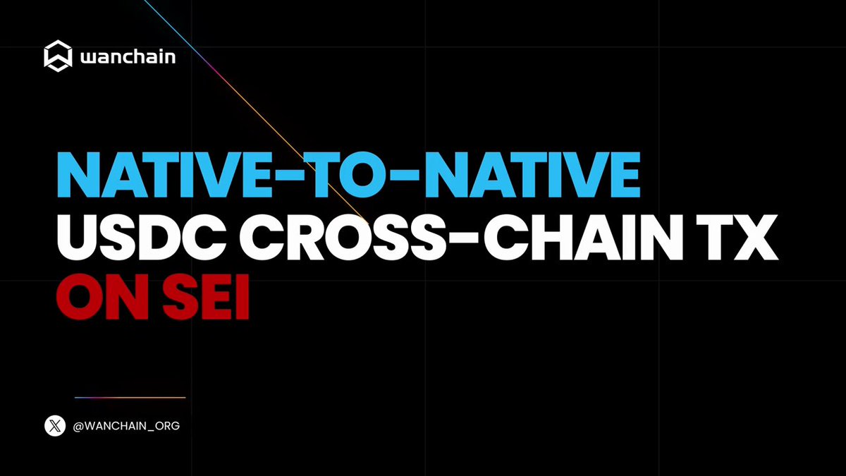 A banner with a white logo features black text that says "Native-to-native usdc cross-chain tx on sei". The banner includes a graphic of a lock and key, suggesting a connection between native currency and USDC. The focus is on the native currency in this case, and it is not relevant to the main post title, which reads "Native-to-Native usdc crosschain tx on sei".