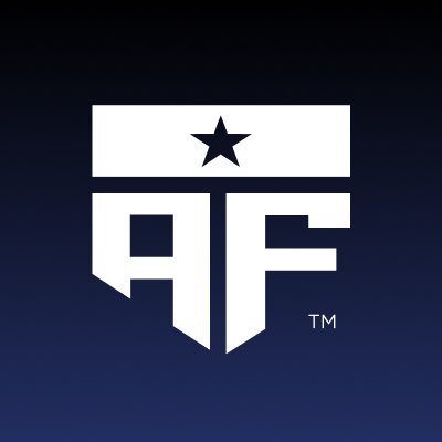 A white 'AF' logo with a star appears on a dark blue background, accompanied by a small 'TM' symbol.