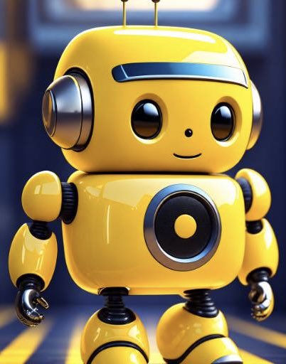 A cheerful yellow robot with big expressive eyes and a small smile stands in a stylized pose. The image pairs with the post's news about top FOMO traders losing $9.9M in 7 days, the robot's friendly yet naive demeanor symbolizing the optimistic traders who followed hype into losses.