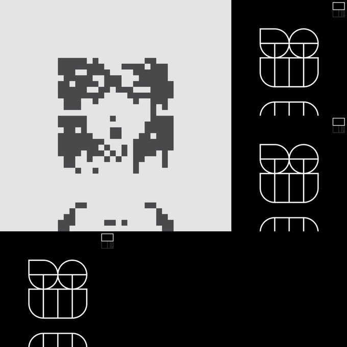 A black and white graphic featuring a pixelated design alongside stylized text reading 'DDU DU DDU DU'.