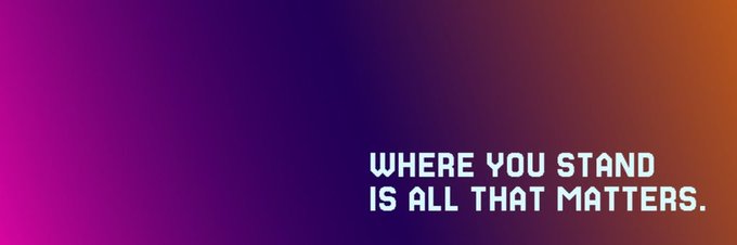The image features a gradient background transitioning from magenta to orange, with bold white text reading "WHERE YOU STAND IS ALL THAT MATTERS." The post promotes Grid 9 on @movement_xyz, a provably fair, verifiable on-chain game where players compete in eliminations and survivors share the jackpot, with referral links available from launch. The tagline reinforces the game's competitive, survival-based nature—emphasizing that a player's position determines their outcome.