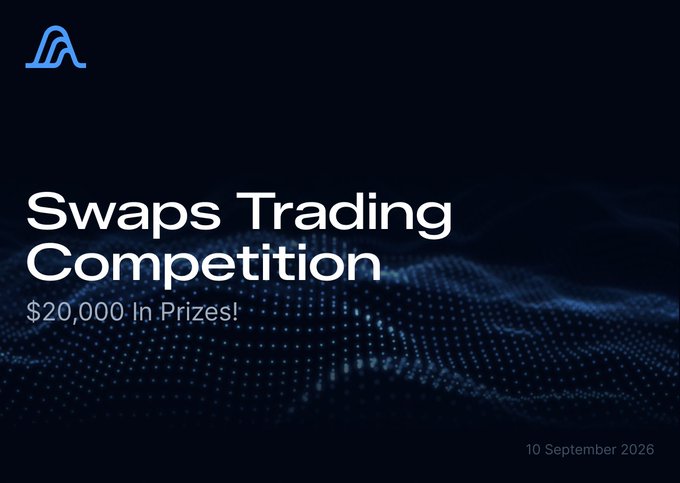 A dark-themed promotional banner for a 'Swaps Trading Competition' with $20,000 in prizes, dated 10 September 2026, featuring a blue wave-like digital pattern and the AltLayer logo in the top left corner.