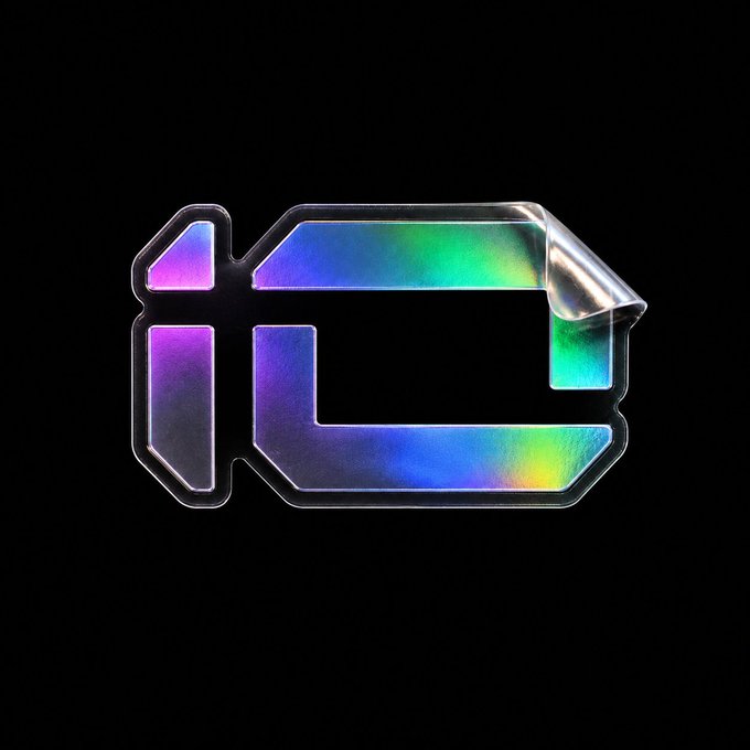 A metallic, holographic 'io' logo displayed against a black background.