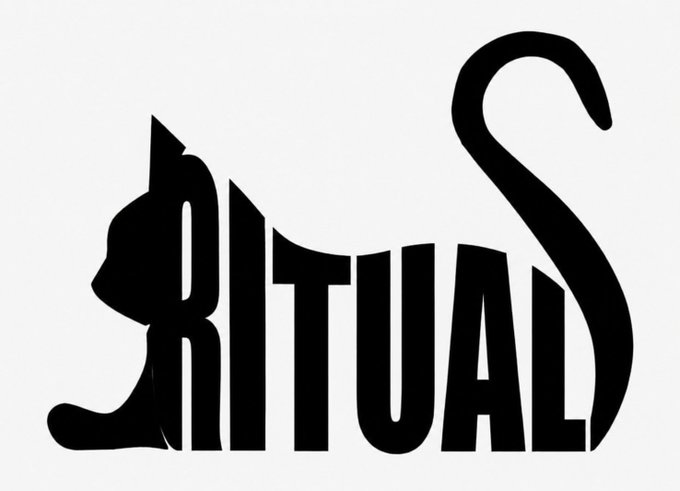 Stylized black logo combining the silhouette of a cat with the word 'RITUALS' against a light gray background.