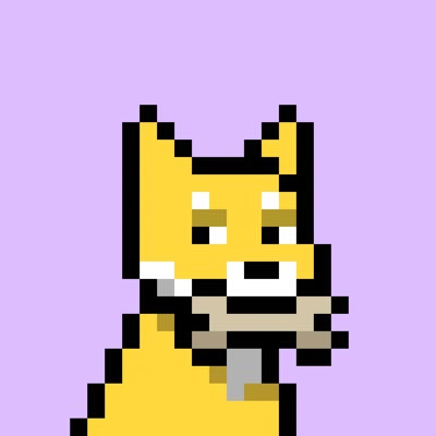 A pixel art yellow cat-like character with a bowl on a purple background.