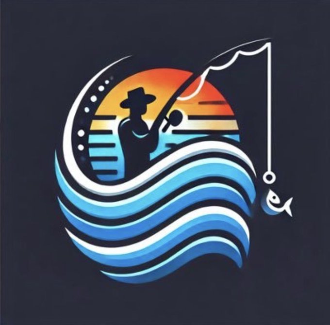A vibrant logo featuring a silhouetted fisherman casting a line into stylized blue waves against a sunset, with a small fish on the hook. The image visually represents the "winning" sentiment in the post, symbolizing a successful catch—much like a fruitful day in the markets.