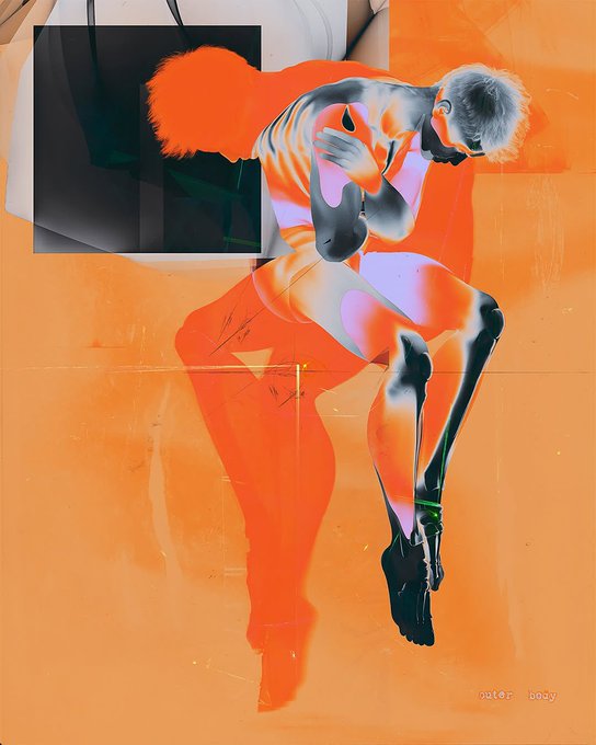 The image features a person with orange skin, possibly a human or an animal, sitting on a chair. They are holding onto their leg as if they were hugging someone. The background of the image has a yellowish hue, which contrasts with the orange skinned figure and adds depth to the scene. The caption "Gm y'all" is written in white text at the bottom right corner of the image.
