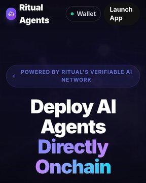 The image features a post discussing a new dapp, called Ritual Agents app, created by @oxygenile. The app allows users to develop intelligent agents capable of monitoring blockchain activity and executing transactions directly from their smartphones or computers. Users have the option to deploy these AI-powered agents in their smartchains to manage their assets and perform complex tasks more efficiently.