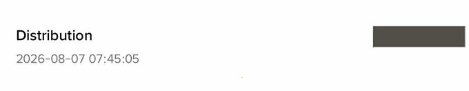 The image shows a screenshot snippet displaying a "Distribution" notification dated 2026-08-07 at 07:45:05, likely representing a WLFI token airdrop record in a wallet or exchange interface. It relates to the post by confirming a recent WLFI distribution received from Binance as part of the ongoing $USD1 holding campaign.