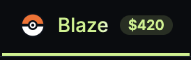 The image shows a promotional graphic for Jupiter Exchange's "Blaze" pack, featuring a surfboard logo in orange and white alongside the text "Blaze $420" in light green against a black background, with a progress bar at the bottom—visually highlighting the $420 price point referenced in the post.