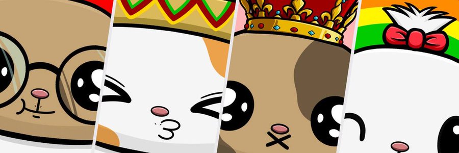 The image features four cartoon animal faces, each wearing a crown or hat with different colors - red, yellow, green, and white. The animals are arranged side by side, creating an interesting visual effect that draws attention to their unique appearances. The caption below the image reads "I just secured 30 @bunbunabstract WL spots for @PepeExplorers All you need is to join the community to be a part of this". This suggests that there might be some sort of contest or promotion related to the animal characters, and the creator has managed to gather a significant number of followers.