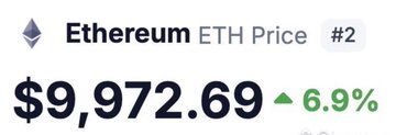 This image shows the Ethereum (ETH) price at $9,972.69, up 6.9%, with the accompanying "just do it" post implying action should be taken on this cryptocurrency.