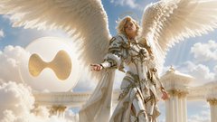 An angelic figure in ornate armor with large white wings stands beside the Hyperliquid ($HYPE) logo, evoking a heavenly guardian watching over the token. The celestial imagery reinforces the post's message to "Keep $HYPE" today at 3200, suggesting the token is divinely protected.