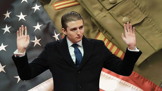 A man in a suit raises his hands in a surrender or innocence pose against a backdrop of an American flag and military uniform, visually reinforcing the post's theme of blindly trusting an investor who claimed to have bought at the absolute bottom of yesterday's market crash for Ethereum and Bitcoin.