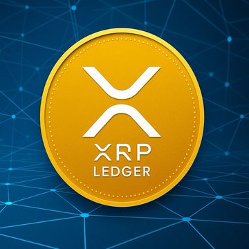 A gold XRP Ledger coin featuring the X logo is displayed against a blue networked background, visually representing the cryptocurrency mentioned in the news about XRPL 3.3.0 release bringing back previously removed features with security fixes.