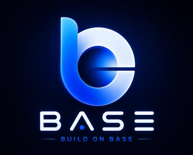 A stylized blue and white logo featuring a lowercase "b" design sits above the text "BASE" and the tagline "BUILD ON BASE" on a dark background, visually reinforcing the post's message about Base as the foundation for real-world crypto adoption through payments, AI agents, and consumer apps.