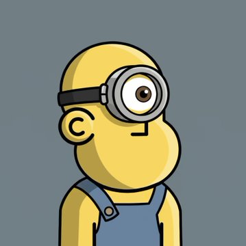 The image features a cartoon character, likely from the popular TV show "Darth Vader", wearing a yellow outfit with a blue shirt underneath. The character has a large googly eye and a round headband, giving them a distinctive appearance. The character is standing against a gray background, which contrasts with their bright yellow attire. In the bottom right corner of the image, there's text that reads "NPC #9007 just sold for 1.99 ETH. A Banger NPC Congrats to both sides pic.x.com/kRZivWY6Y7 Grabbed these 2 1/1s last week myself". This suggests that the character has been recently purchased by an NPC, and they are now being celebrated as a valuable asset in their world.