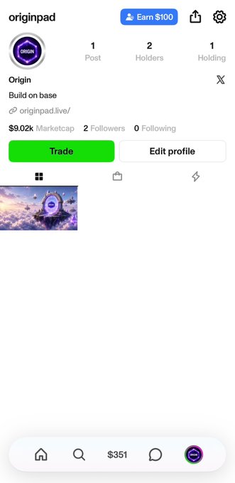 The image features a cellphone screen that displays an interface from OriginPad which has various settings and options for users. At the top of the display, there's a blue circle with a white border that contains information about the app. Below this, there are four green tabs arranged horizontally, representing different features or options available in the app.

In addition to these tabs, there is a small grey text box situated below them. The image also provides an explanation of what OriginPad does and how it can be used for exploring emerging projects, discovering new opportunities on-chain (specifically, smart wallets), and keeping track of daily airdrops or other valuable information related to the app's community.