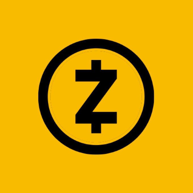 A black Zcash (ZEC) cryptocurrency logo displayed on a bright yellow background.