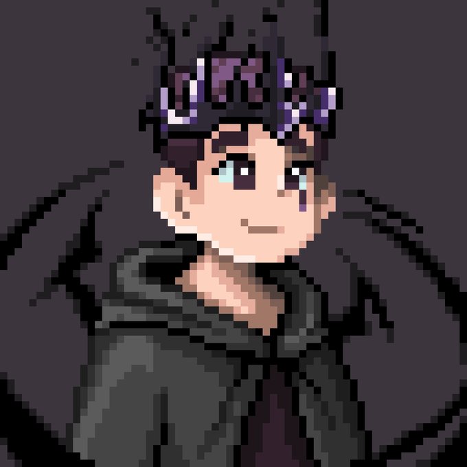 The image features a cartoon boy with a crown of purple flowers, wearing a black hoodie or coat. The boy has a serious expression as he looks directly at the camera. The caption below the image reads "GIVEAWAY TIME 7x GTD for @PixonaOrg Follow @erequendi + @PixonaOrg Like + RT Drop EVM wallet". This suggests that the image is related to a post on a social media platform, possibly Instagram or Twitter, where users can share and interact with each other's content.