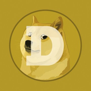 A stylized Dogecoin illustration features Shiba Inu, a gold Bitcoin-style dog, inside a circular outline. It accompanies a DOGECOIN BIG UPDATE post about Dogecoin Labs, Dogecoin Foundation support, MyDoge, DogeOS, Such App, payments, DeFi, gaming, and $DOGE.
