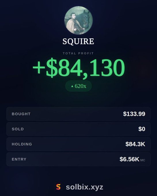 The image features a screenshot of a website called Solibix, which has a dark blue background with green and white elements placed together. The main focus is on a profile picture of a person named Squire that says 'SQUIRRE', indicating they might be a user or creator at the site. A description of a transaction involving $83,934 in a foreign currency appears below the picture. It seems to be a conversation about their account balance and how it has been spent, with instructions stating that if you make an initial payment of $133, you will receive $84,000 upon completion of the transaction. However, it is unclear whether they have followed through on the payment or not. The post also mentions a user named 'SOLIBIX', which might be related to the site's name or function within the platform.