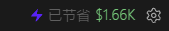A user interface displays a savings indicator in Chinese, showing "已节省 $1.66K" (meaning "Saved $1.66K") in green text alongside a purple lightning bolt icon, suggesting a tool that tracks trading cost savings. This aligns with the accompanying post discussing Rob's trading fees, where the $1,660 saved likely represents the accumulated fee reductions from using alternative trading platforms like GMGN or Internal trades instead of Rob's higher-cost services.