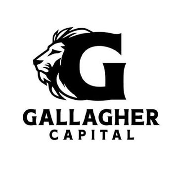 The image shows the Gallagher Capital logo, featuring a stylized lion's head integrated into a bold letter "G" above the company name "GALLAGHER CAPITAL." This branding corresponds to the SEC filing news about Gallagher Capital Management disclosing a $961,126 position in the Canary XRP ETF, highlighting the firm's growing institutional involvement in XRP.