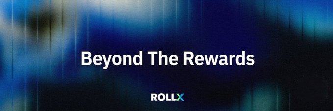 A title card displaying the text 'Beyond The Rewards' above the 'ROLLX' logo, set against a blurred blue and green background.
