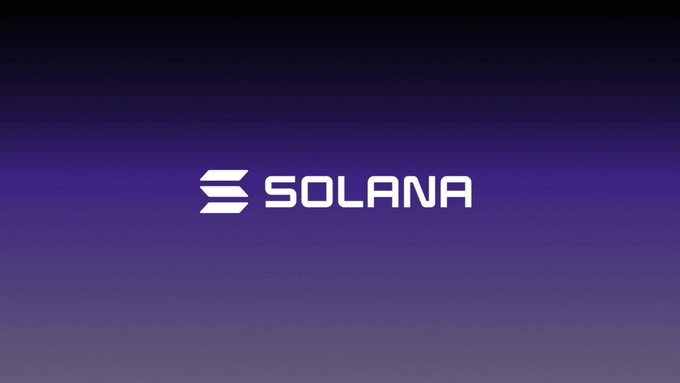 The Solana cryptocurrency logo displayed in white text with its three-line icon against a purple gradient background.