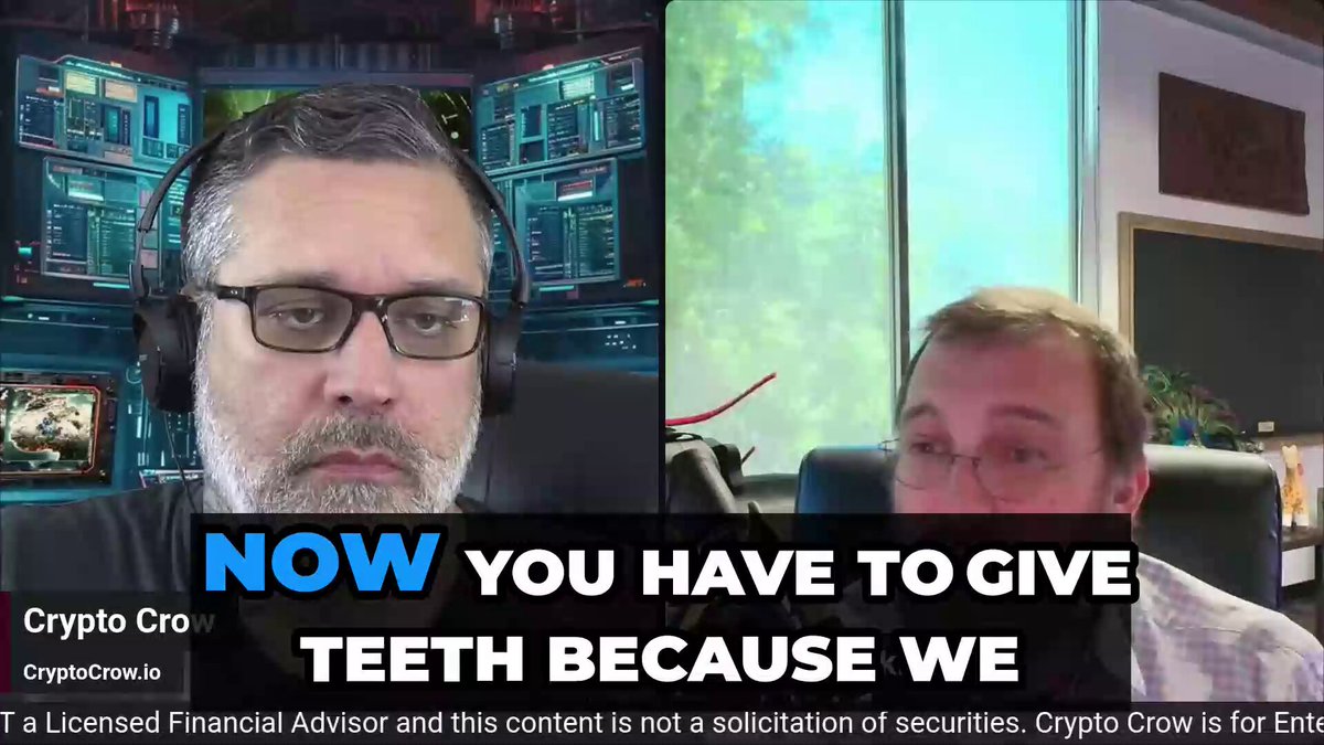 The image shows two men wearing headphones, with one man speaking into a microphone while the other listens through the headphones. The background features a window overlooking trees outside. The caption of the image reads "Now you have to give teeth because we". This phrase is related to the topic of dental hygiene and the importance of taking care of our teeth.