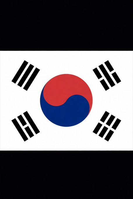 The image shows the national flag of South Korea, featuring the white background, central red and blue Taegeuk symbol, and four black trigrams in the corners. The flag visually anchors the post's message about South Korea's legislative efforts to formally recognize crypto and digital assets as national assets, symbolizing the country's official, state-level commitment to this emerging financial sector.