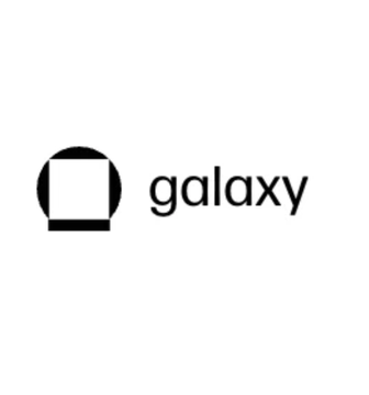 Minimalist black and white logo for 'galaxy' featuring a circular icon resembling a display screen next to the lowercase text.