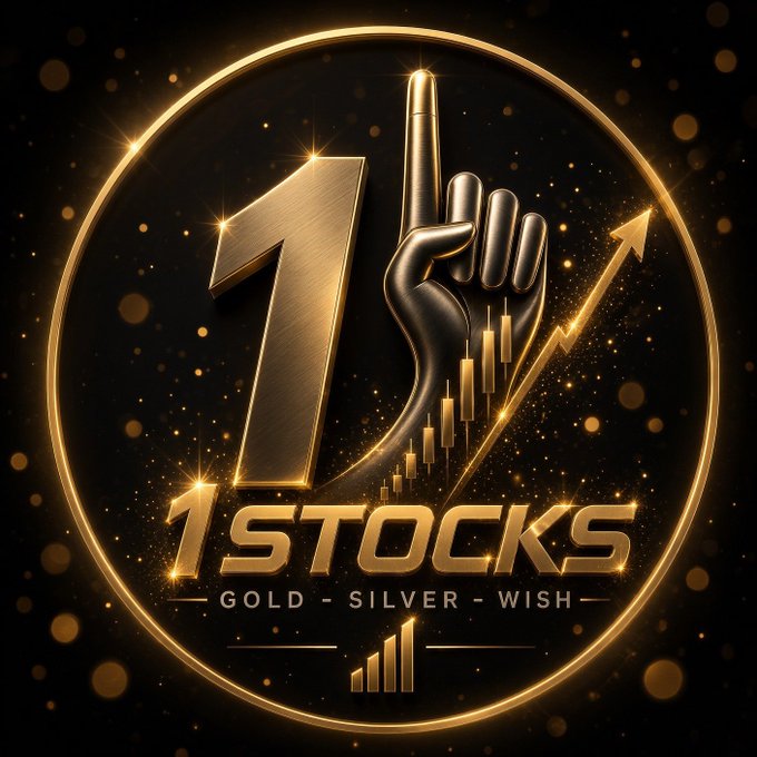 A gold-and-black emblem shows a large “1,” a raised hand, and an upward chart, with the text “1STOCKS” and “GOLD - SILVER - WISH.” It visualizes $1Stock’s launch on Flap, promoting 1:1 share-backed, directly tradeable, composable stocks on the BNB Chain as a “Stock Meme” liquidity pool with a $1 million milestone.