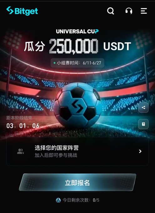 The image features a soccer ball with the text "Universal Cup 25,000 USDT" written above it. There are also several other texts present in the image that provide information about the World Cup and Bitget's Champions Cup game. The main focus of the image is the soccer ball, which serves as an advertisement for the Champions Cup.