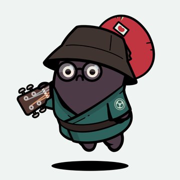 A cartoon character dressed as a ninja in a teal outfit and brown hat, holding a clipboard while floating against a white background.