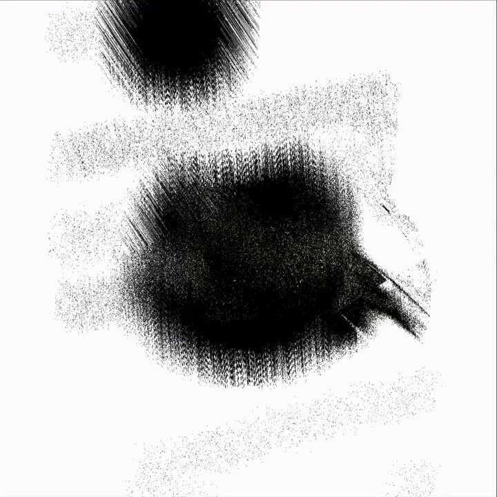 The image features a black and white photo of an abstract design with a large, circular shape that appears to be a cloud-like object. The background of the image is white, which contrasts with the black silhouette of the cloud-like shape. The image also contains text in the form of a caption below it, stating "AudioVisual rework of 'Shakoo' by CxBxT".