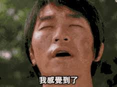 A black and white meme image showing Jackie Chan with a pained expression and closed eyes, with Chinese text '我感觉到了' (I feel it) at the bottom.