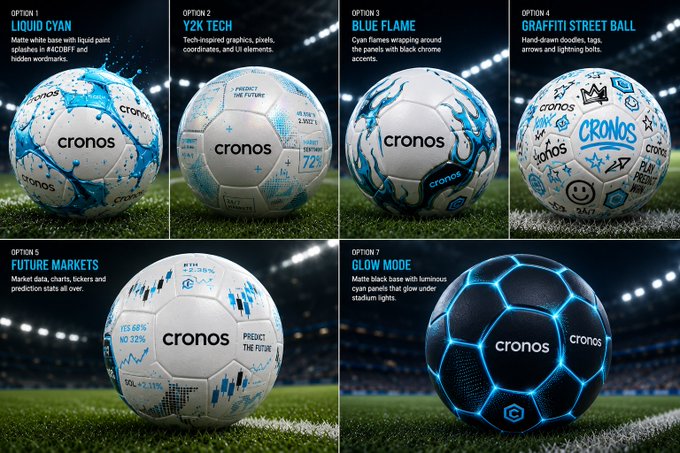 The image shows a collection of six different soccer balls, each with unique designs and colors. These soccer balls are displayed against a dark background, making them stand out prominently. The text "CRONOS" appears multiple times throughout the image, indicating that these soccer balls are specifically designed for Cronos fans or those who prefer their sports balls to have a distinct design.

The post asking how people feel about Cronos soccer balls seems to be promoting a product or brand related to soccer balls. The variety of designs and colors on the soccer balls suggests that they cater to different preferences, which can appeal to a broader audience. By showcasing these unique soccer balls, the post aims to spark interest in Cronos products among soccer enthusiasts who appreciate distinctive and visually appealing sports equipment.