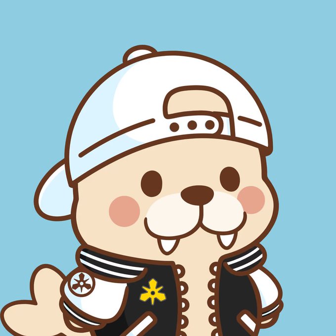 A cartoon illustration of a cute beaver-like character wearing a white backwards cap and a black letterman jacket with a star emblem, set against a light blue background.