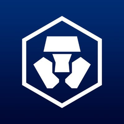 The image displays the Crypto.com logo—a white hexagonal emblem featuring a stylized geometric design—set against a deep blue gradient background. The logo visually anchors the announcement of Crypto.com's entry into tokenized stock perpetuals, aligning with the post's news about the platform joining Kraken and Hyperliquid in the growing $140B RWA perpetuals market.
