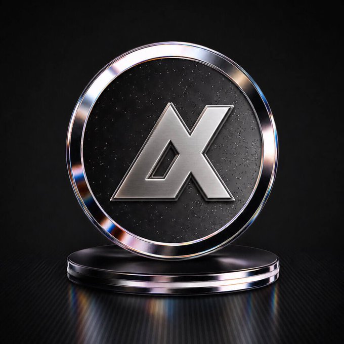 A 3D rendered logo featuring a metallic letter 'A' inside a circular chrome-rimmed badge on a dark textured background, with water droplets visible on the surface.