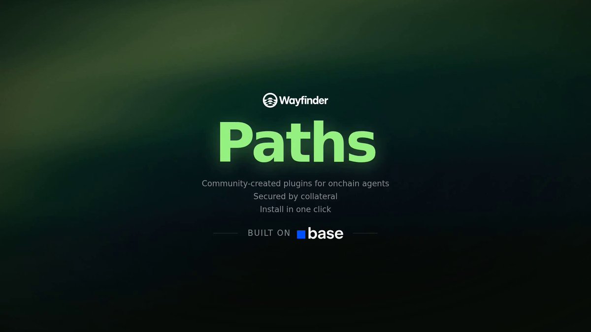 The image shows a screenshot of an advertisement for a marketplace called "Paths", which serves as a hub for connecting developers with users looking to hire them or provide them with their own expertise. The platform offers various ways to interact, such as through email, phone calls, or even in-person meetings. It provides a space where both parties can trade skills and services, allowing users to extend the capabilities of their agents, while also offering agents access to valuable expertise they need for their projects or personal growth. Paths is built on the @base platform, ensuring security through user verification processes and asset collateral systems that help protect against potential fraud.